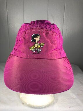 Vtg 80s 90s Peanuts Charlie Brown Snoopy Pink Lucy Golf Course 5 panel hat cap
